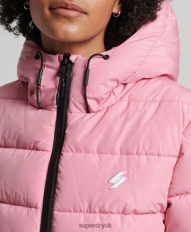 Hooded Spirit Sports Puffer Jacket Women Pink Clothing Superdry 66N8N3802