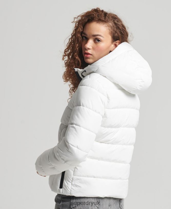 Hooded Spirit Sports Puffer Jacket Women White Clothing Superdry 66N8N3759