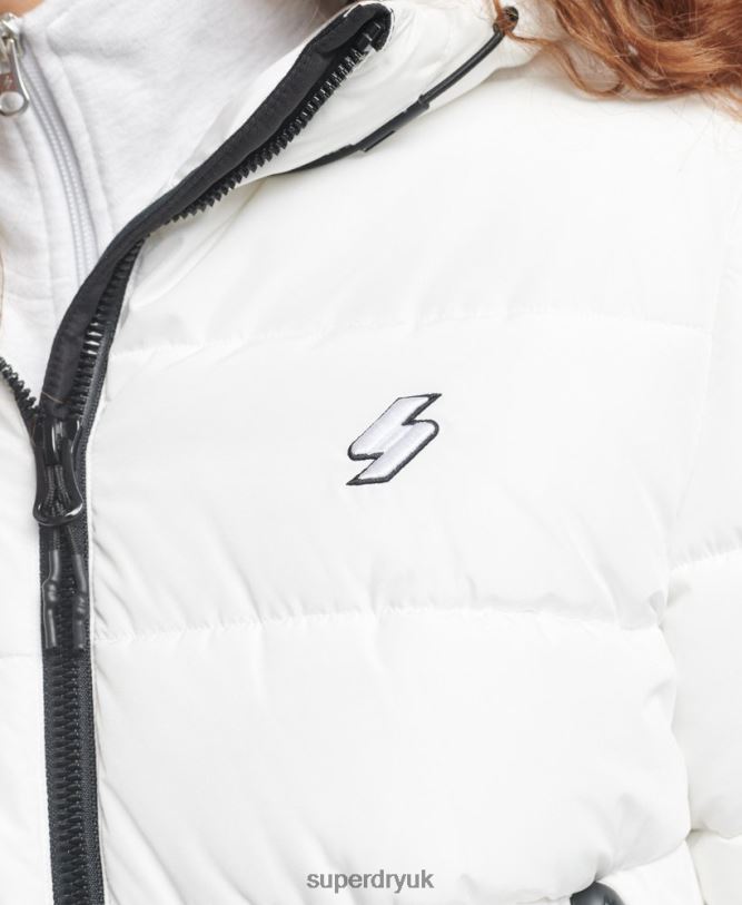 Hooded Spirit Sports Puffer Jacket Women White Clothing Superdry 66N8N3759
