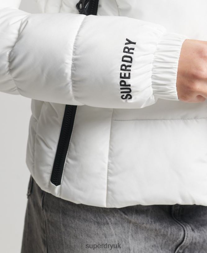 Hooded Spirit Sports Puffer Jacket Women White Clothing Superdry 66N8N3759