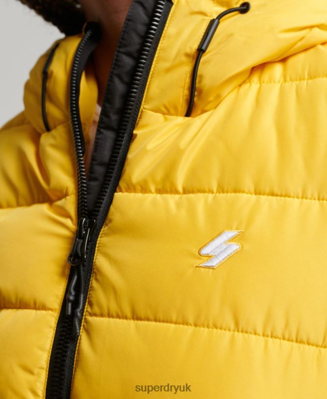 Hooded Spirit Sports Puffer Jacket Women Yellow Clothing Superdry 66N8N3758
