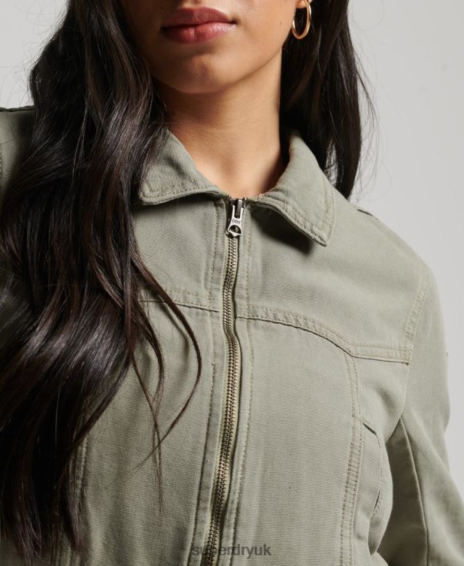 Indie Club Canvas Jacket Women Green Clothing Superdry 66N8N1956