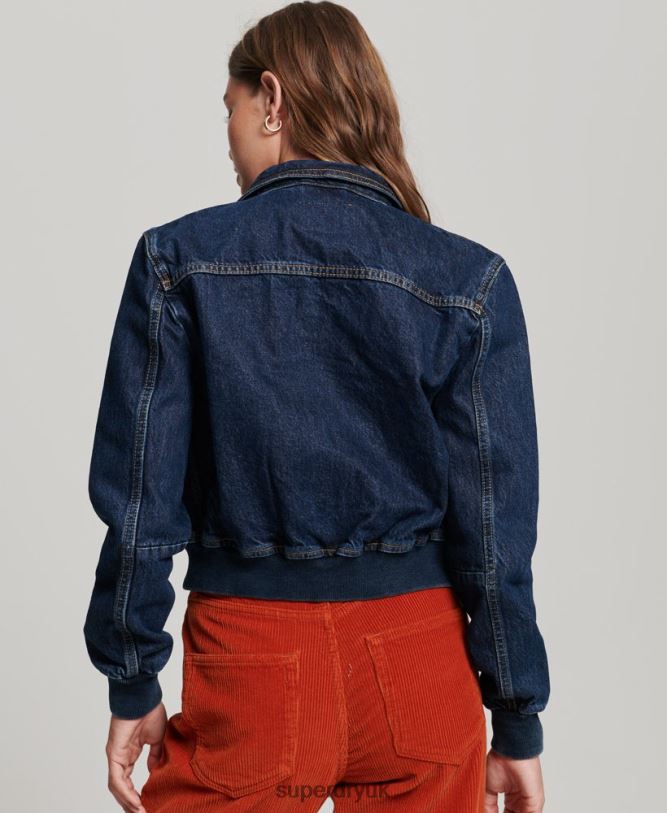 Indie Club Denim Jacket Women Dark Blue Clothing Superdry 66N8N3589