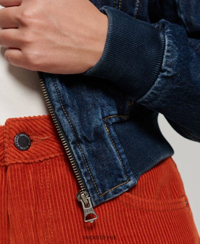 Indie Club Denim Jacket Women Dark Blue Clothing Superdry 66N8N3589