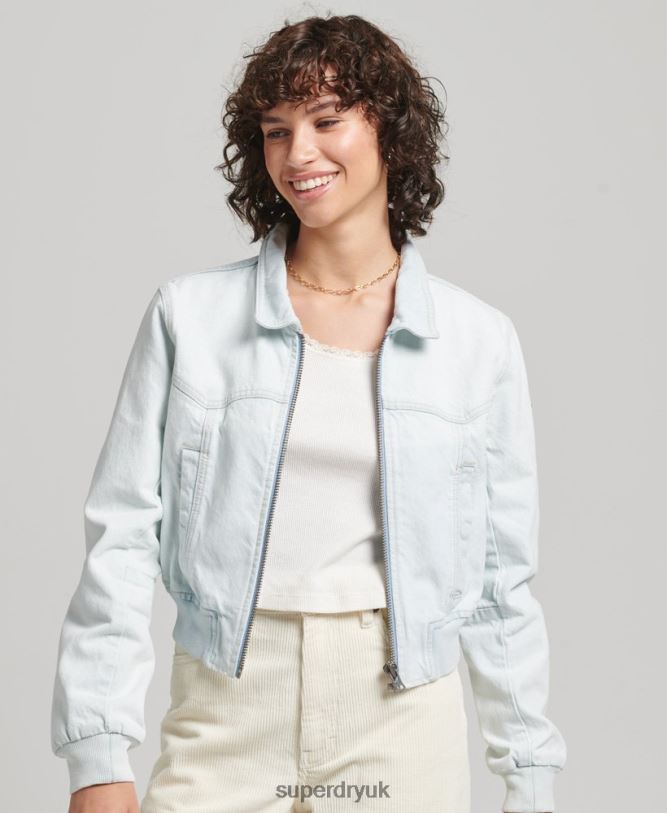 Indie Club Denim Jacket Women Light Blue Clothing Superdry 66N8N3552