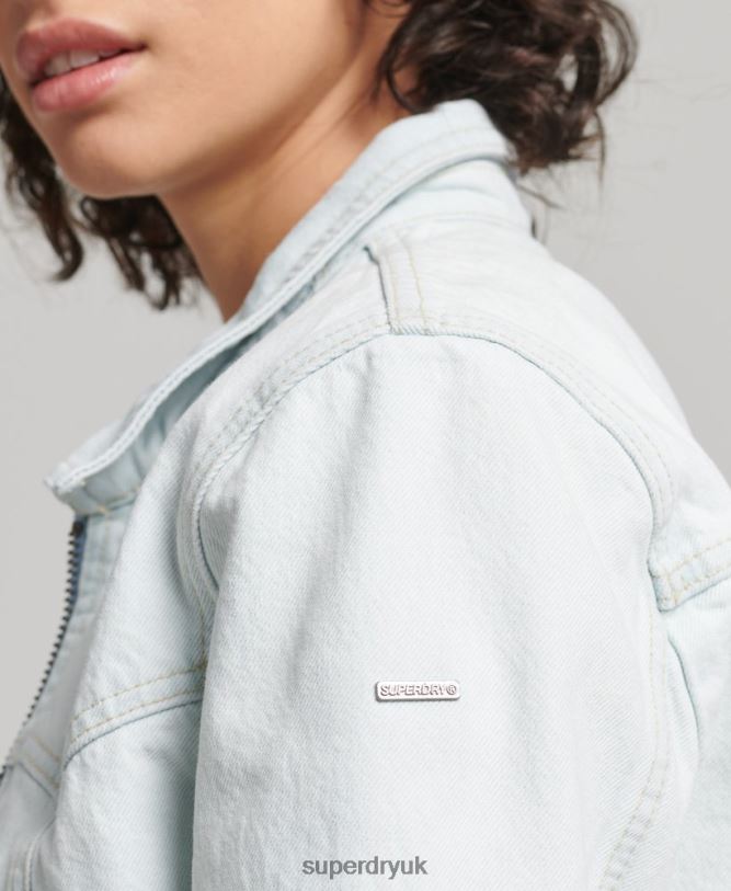 Indie Club Denim Jacket Women Light Blue Clothing Superdry 66N8N3552