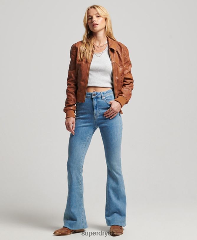 Indie Club Jacket Women Tan Clothing Superdry 66N8N5417