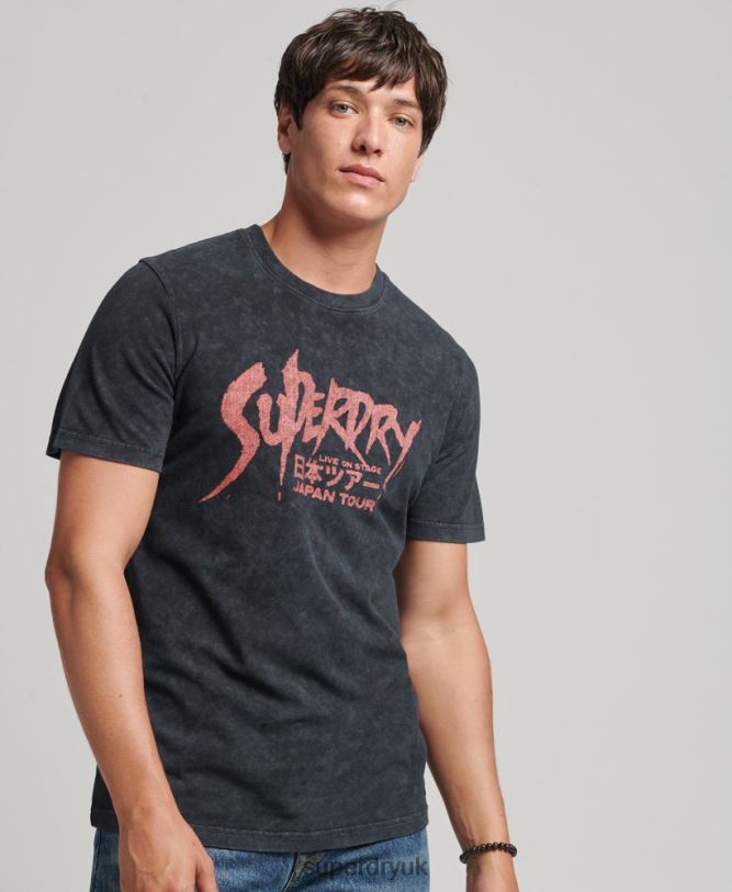 Indie T-Shirt Men Black Clothing Superdry 66N8N4867