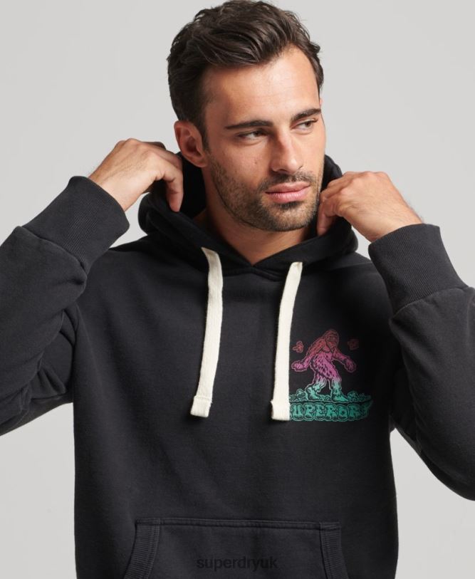 Into The Woods Graphic Hoodie Men Dark Grey Clothing Superdry 66N8N586