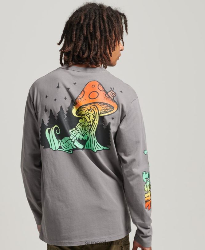 Into The Woods Long Sleeve Top Men Dark Grey Clothing Superdry 66N8N1519