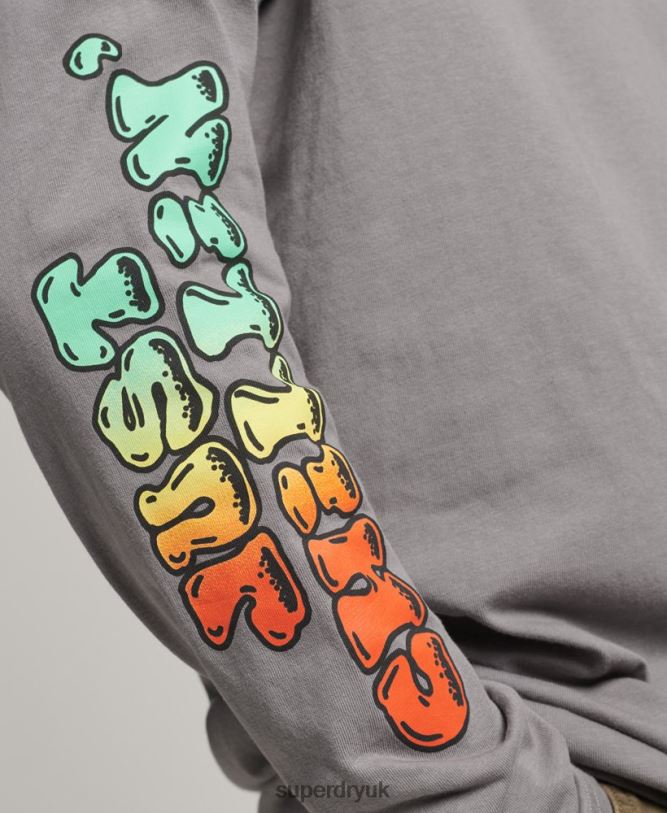 Into The Woods Long Sleeve Top Men Dark Grey Clothing Superdry 66N8N1519