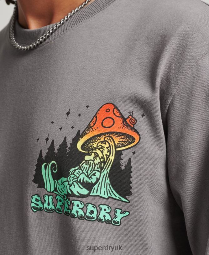 Into The Woods Long Sleeve Top Men Dark Grey Clothing Superdry 66N8N1519