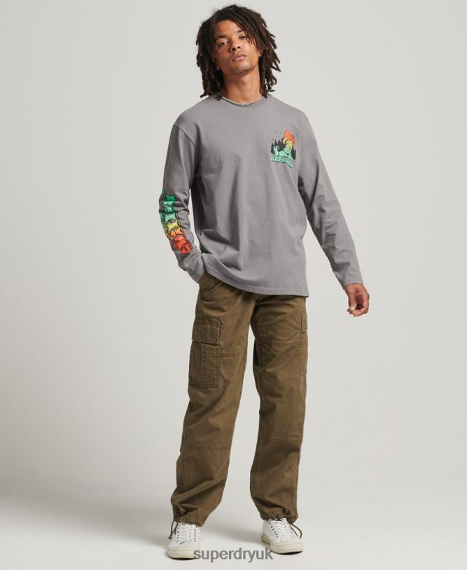 Into The Woods Long Sleeve Top Men Dark Grey Clothing Superdry 66N8N1519