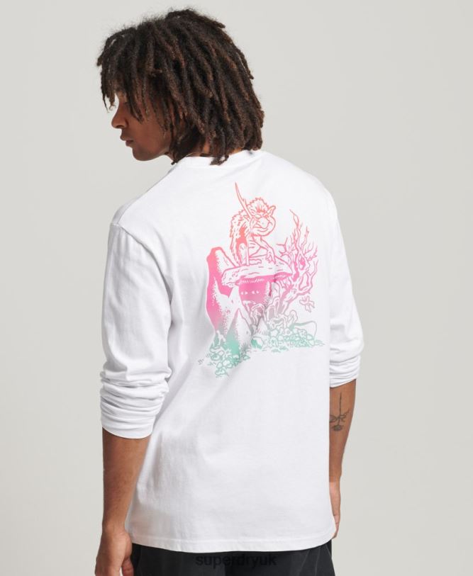 Into The Woods Long Sleeve Top Men White Clothing Superdry 66N8N1537