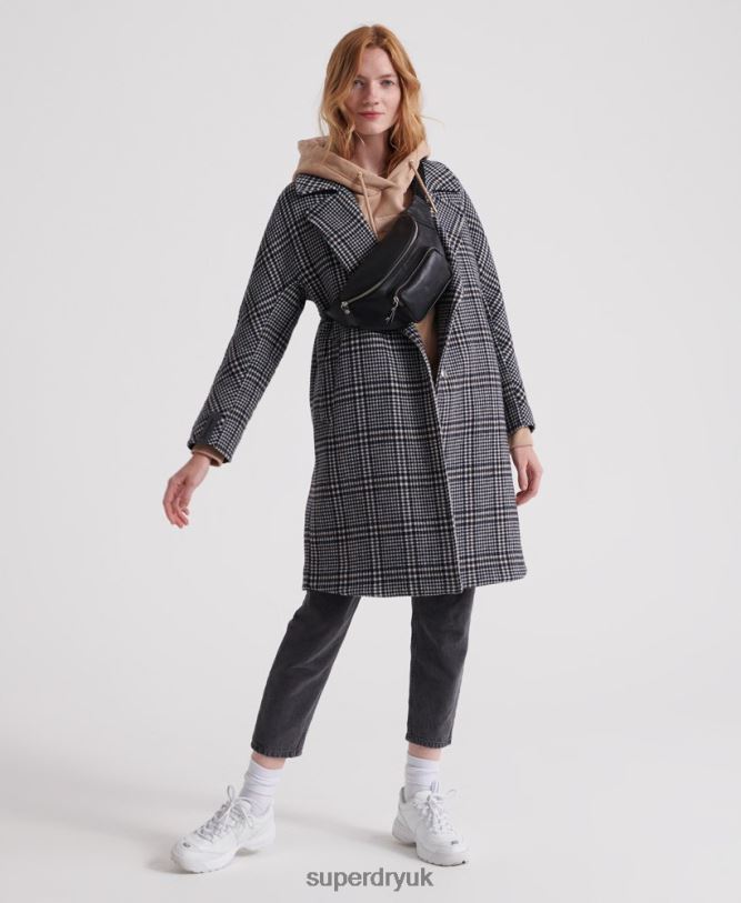 Koben Wool Coat Women Black Clothing Superdry 66N8N3858