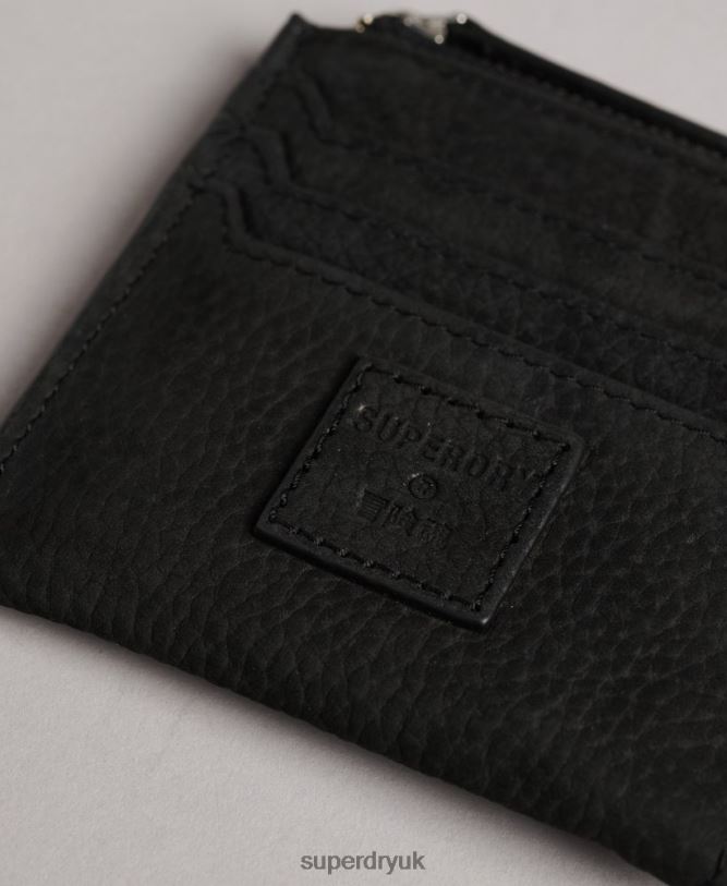 Leather Zip Around Coin Purse Women Black Accessories Superdry 66N8N4315
