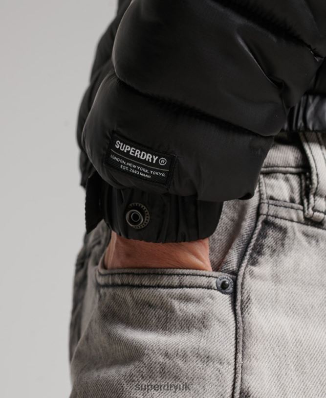 Lightweight Cropped Sport Padded Jacket Women Black Clothing Superdry 66N8N3787