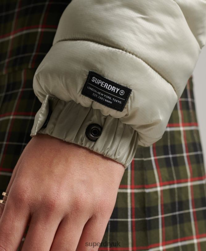 Lightweight Cropped Sport Padded Jacket Women Grey Clothing Superdry 66N8N3614