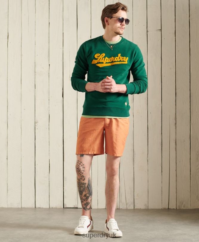 Limited Edition College Chenille Sweatshirt Men Green Clothing Superdry 66N8N868