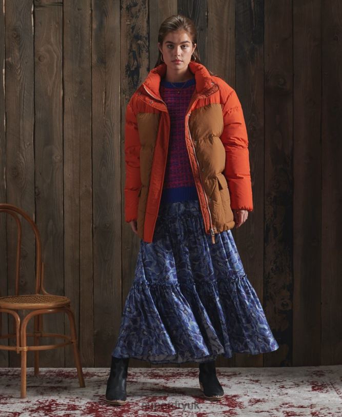 Limited Edition Dry Down Funnel Jacket Women Orange Clothing Superdry 66N8N5695