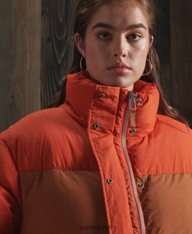 Limited Edition Dry Down Funnel Jacket Women Orange Clothing Superdry 66N8N5695