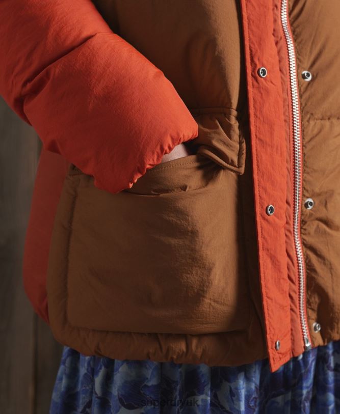 Limited Edition Dry Down Funnel Jacket Women Orange Clothing Superdry 66N8N5695