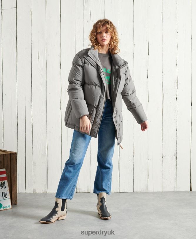 Limited Edition Dry Down Funnel Jacket Women Silver Clothing Superdry 66N8N5696