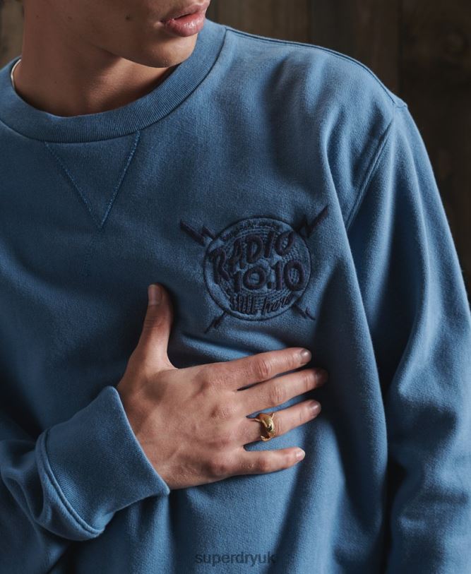 Limited Edition Dry Graphic Sweatshirt Men Light Blue Clothing Superdry 66N8N5234