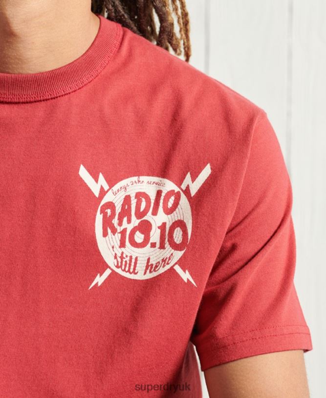 Limited Edition Dry Graphic T-Shirt Men Red Clothing Superdry 66N8N4981