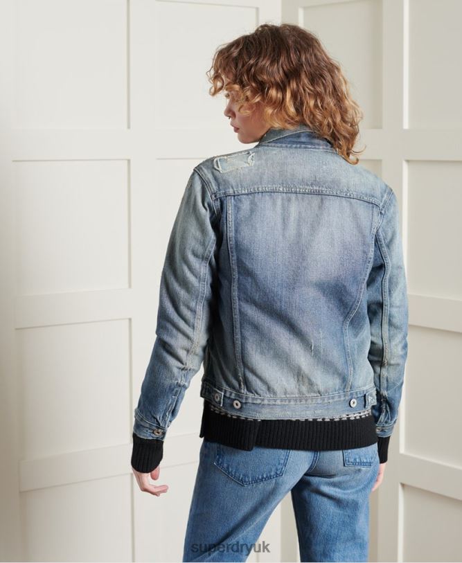 Limited Edition Dry Japanese Trucker Jacket Women Light Blue Clothing Superdry 66N8N3841