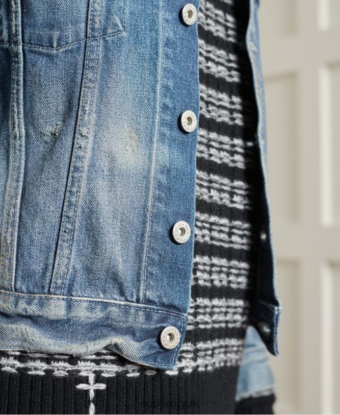 Limited Edition Dry Japanese Trucker Jacket Women Light Blue Clothing Superdry 66N8N3841