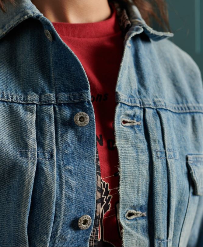 Limited Edition Dry Japanese Worker jacket Women Blue Clothing Superdry 66N8N3846