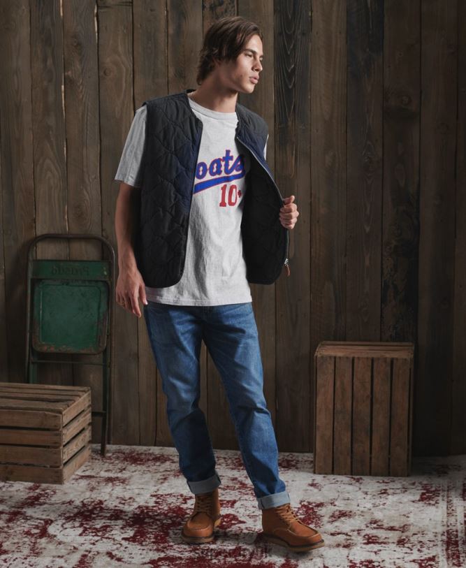 Limited Edition Dry Varsity T-Shirt Men Grey Clothing Superdry 66N8N4979