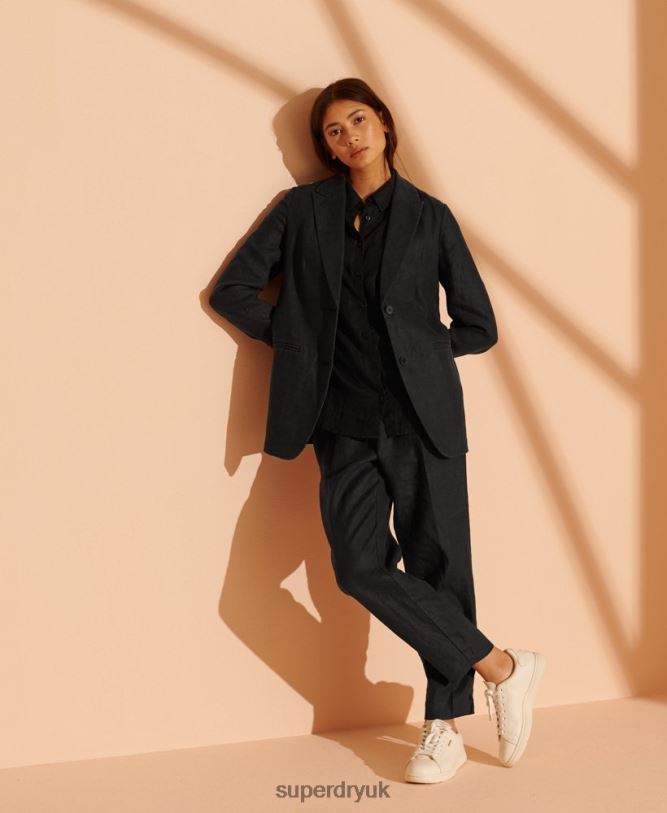 Limited Edition Hemp Blazer Women Black Clothing Superdry 66N8N5541