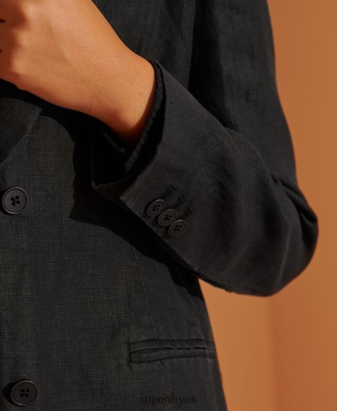 Limited Edition Hemp Blazer Women Black Clothing Superdry 66N8N5541