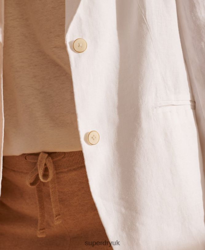 Limited Edition Hemp Blazer Women White Clothing Superdry 66N8N5540