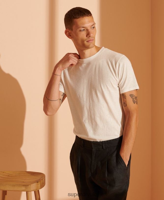 Limited Edition Hemp T-Shirt Men White Clothing Superdry 66N8N4986