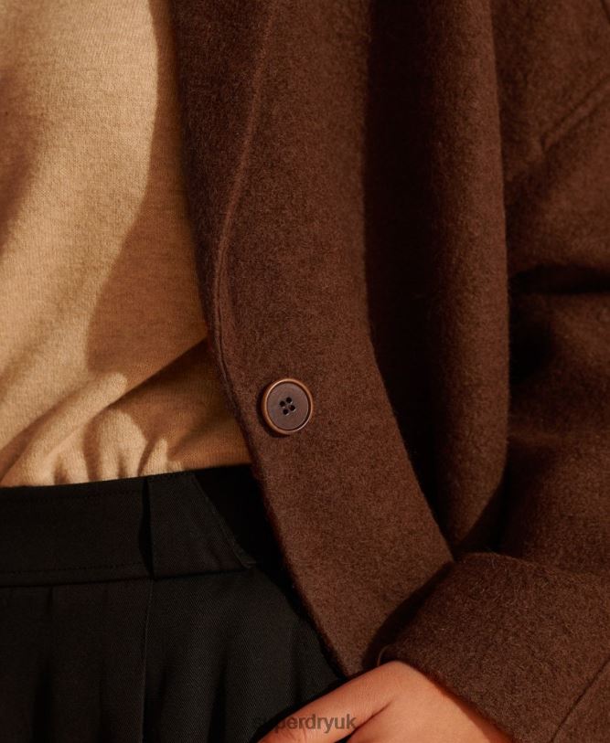 Limited Edition Longline Wool Coat Women Tan Clothing Superdry 66N8N5573