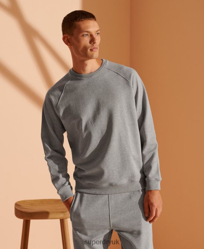 Limited Edition Organic Cotton Sweatshirt Men Light Grey Clothing Superdry 66N8N5220