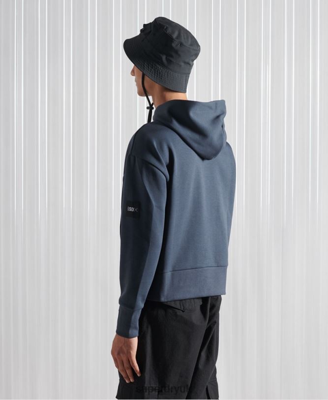 Limited Edition SDX Box Drop Hoodie Men Dark Blue Clothing Superdry 66N8N896
