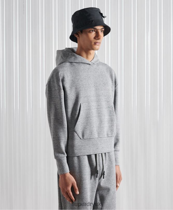 Limited Edition SDX Box Drop Hoodie Men Grey Clothing Superdry 66N8N874