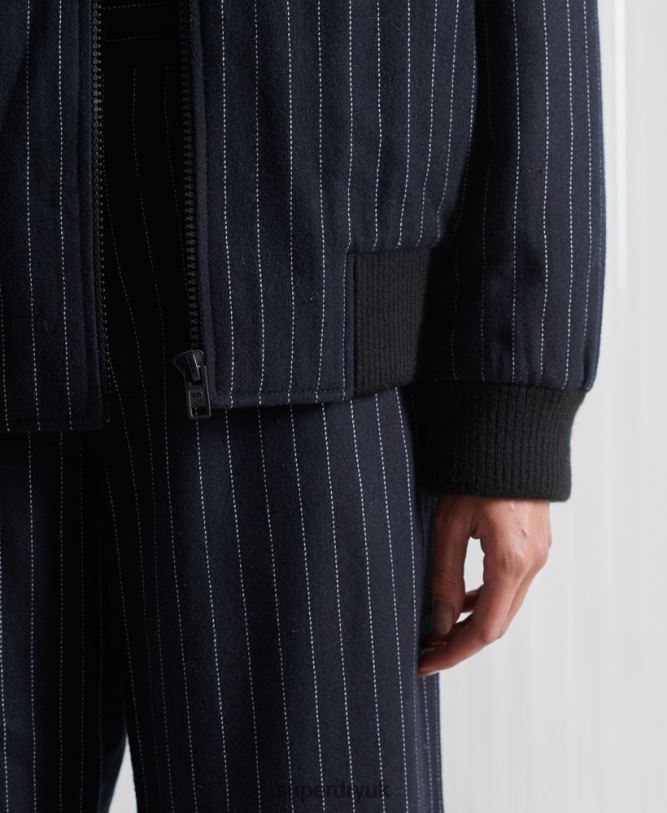 Limited Edition SDX Pinstripe Bomber Jacket Women Navy Clothing Superdry 66N8N5536