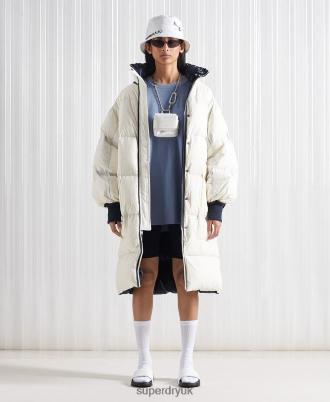 Limited Edition SDX Reversible Down Coat Women Cream Clothing Superdry 66N8N5627