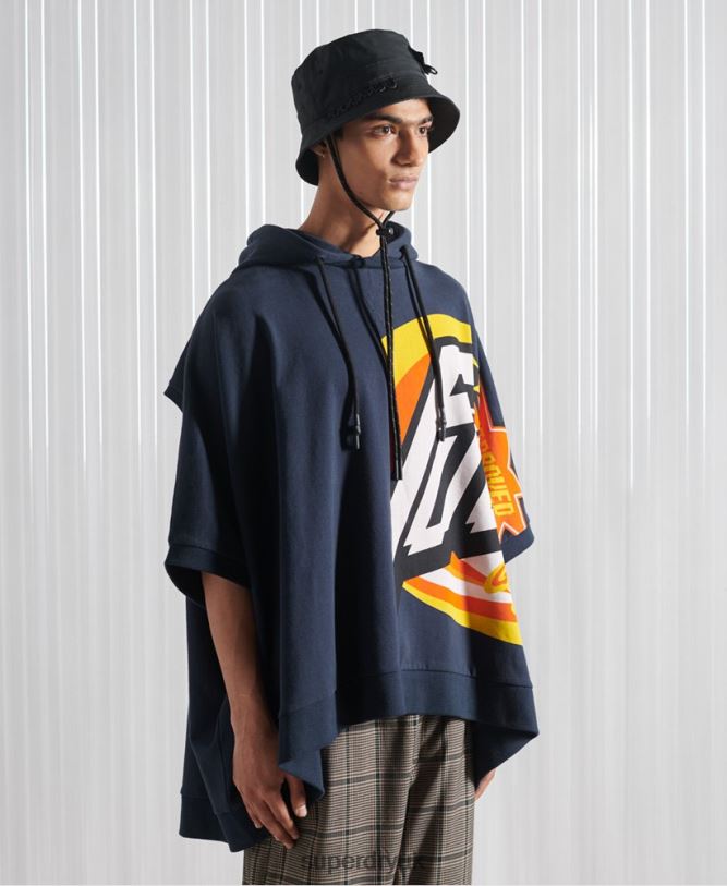 Limited Edition SDX Rex Fit Hoodie Men Navy Clothing Superdry 66N8N5233