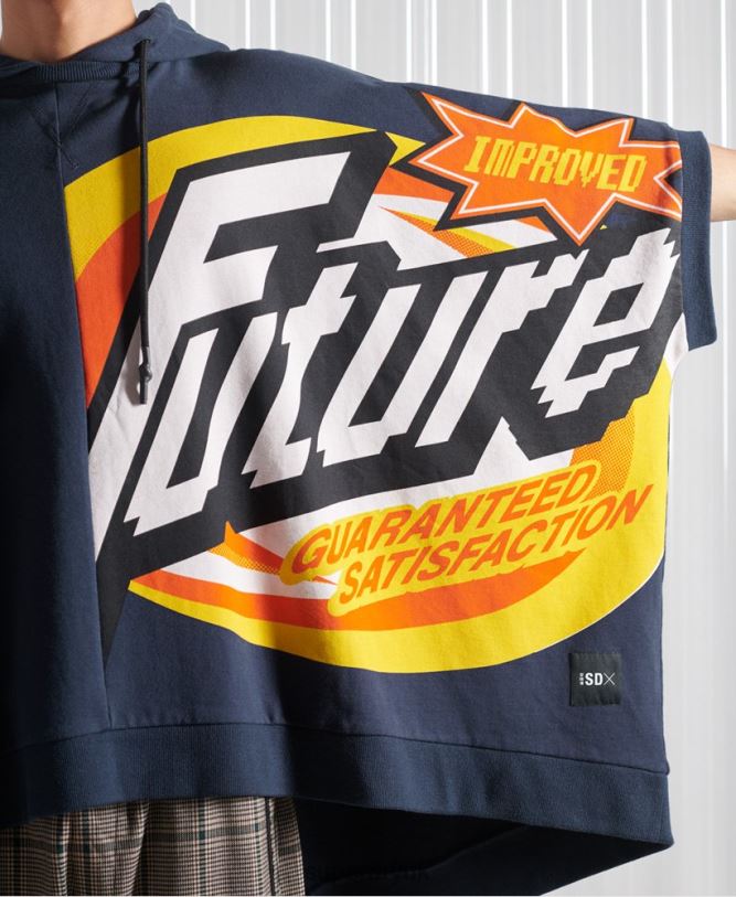 Limited Edition SDX Rex Fit Hoodie Men Navy Clothing Superdry 66N8N5233