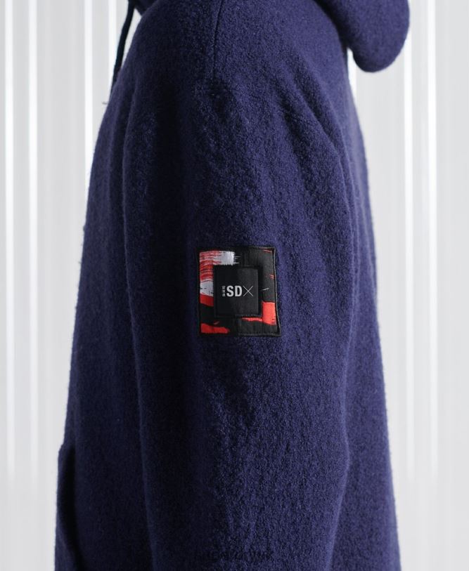 Limited Edition SDX Wool Overhead Hoodie Men Dark Blue Clothing Superdry 66N8N898