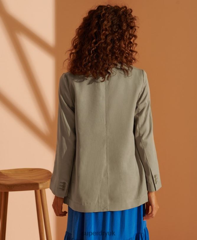 Limited Edition Tencel Blazer Women Beige Clothing Superdry 66N8N5531