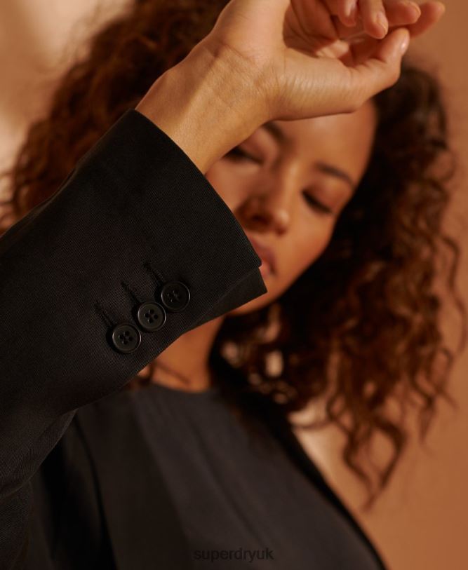 Limited Edition Tencel Blazer Women Black Clothing Superdry 66N8N5530