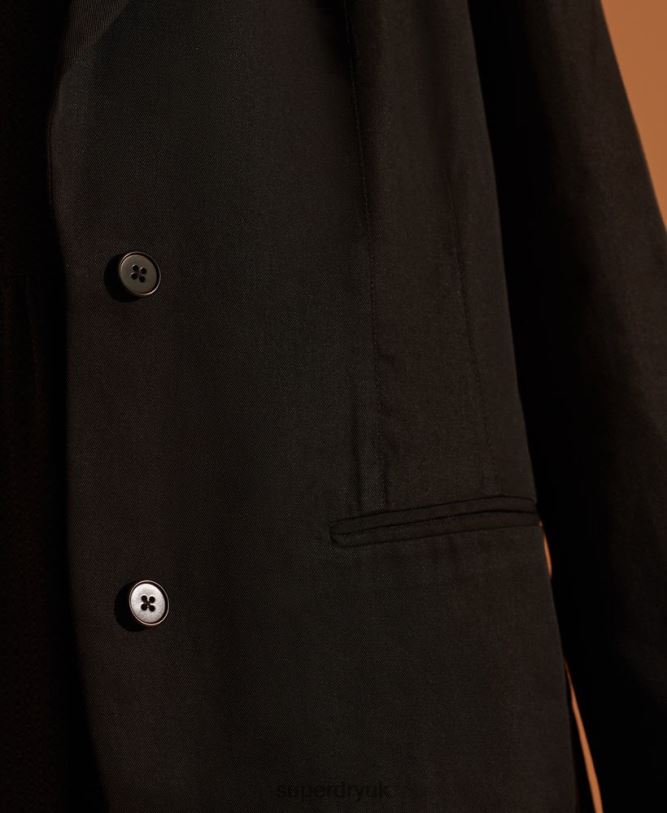 Limited Edition Tencel Blazer Women Black Clothing Superdry 66N8N5530