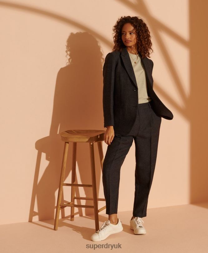 Limited Edition Wool Blazer Women Black Clothing Superdry 66N8N5475